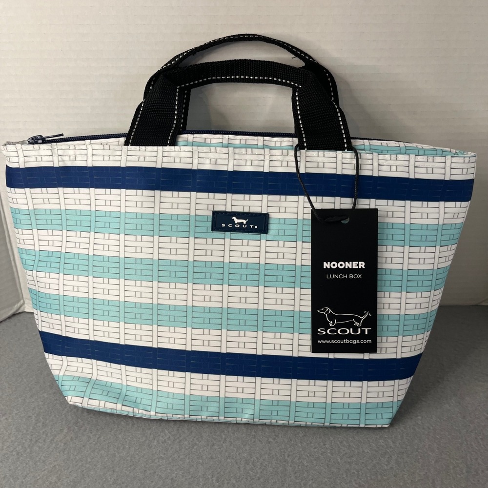 NWT Scout Nooner Lunch Box Meant To Bistro Blue Striped Insulated Bag